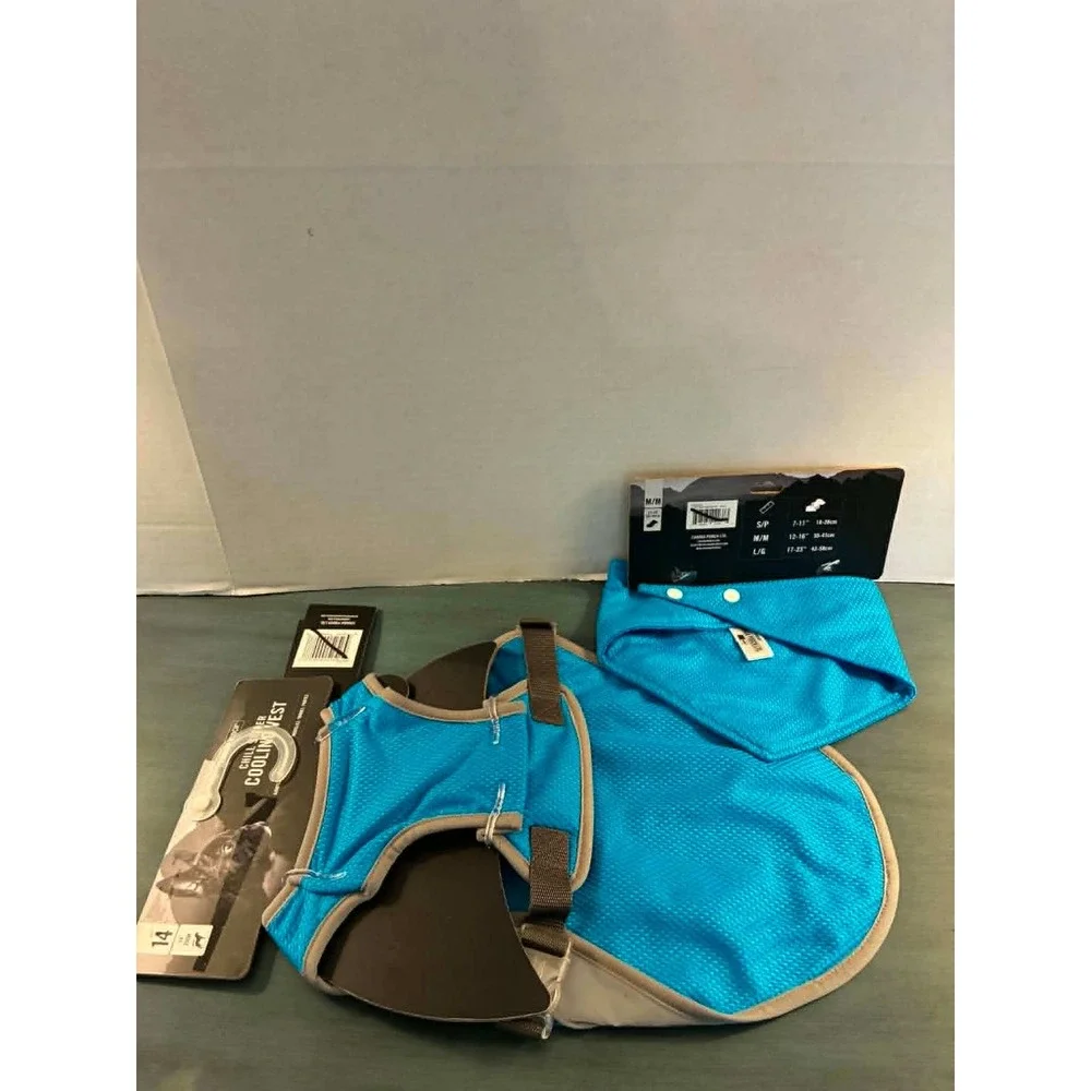 Canada‎ Pooch Chill Seeker Cooling Vest & Bandana Set 14 M Blue NWT Reflective